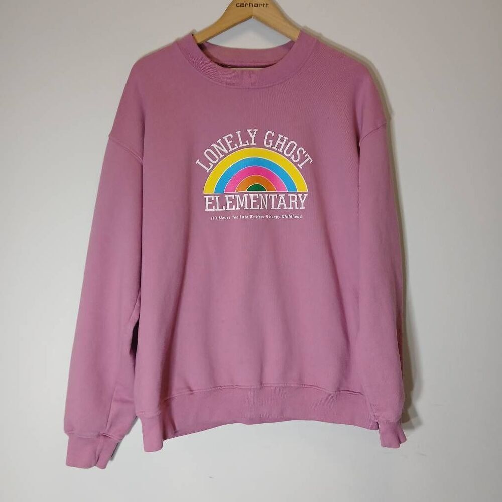 Lonely ghost womens xl blush pink sweatshirt crewneck